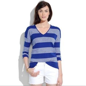 Madewell Striped V Neck Sweater